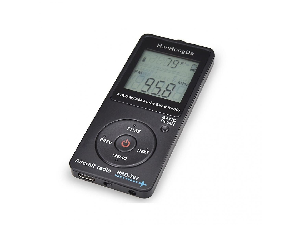 Radio multibanda FM/AM/aérea para aeronaves con receptor de radio, pantalla LCD negra y botón de bloqueo Gusshious