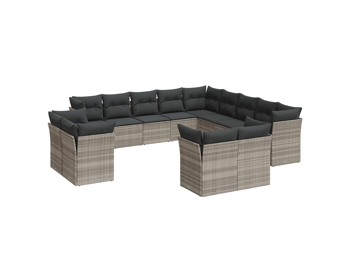Maison Exclusive - Set Sofás De Jardín Con Cojines 13 Piezas Ratán Sintético Gris