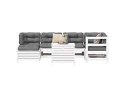 Conjunto de sofás de jardín de 2 piezas de pino macizo blanco Dkd Home Decor