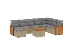 Conjunto 9 de sofás de jardín VIDAXL con cojines ratán sintético beige