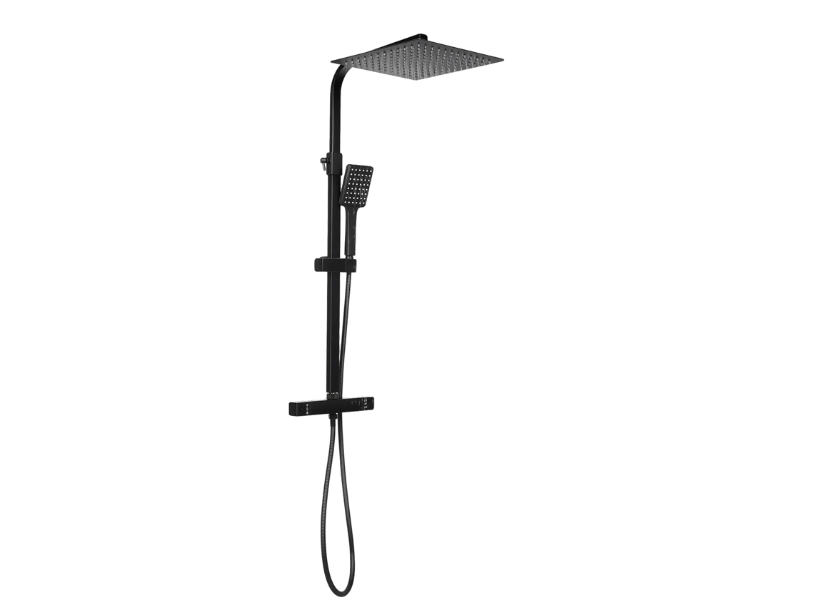Juego de ducha termostático con cabezal de ducha de lluvia cuadrado y ducha de mano, color negro OEM