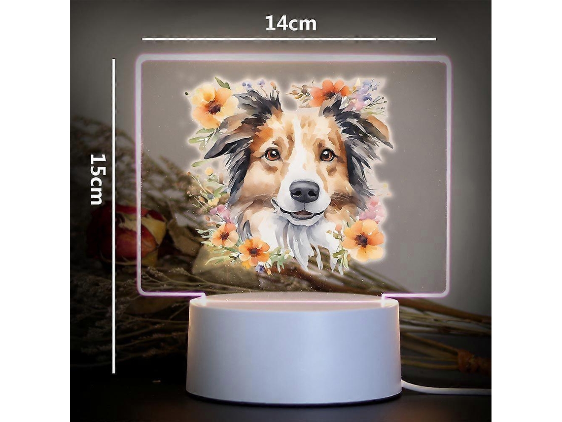 Lámpara de noche infantil recargable con diseño de Border Collie estilo manga/anime, ideal para la habitación de los niños. Rosewell