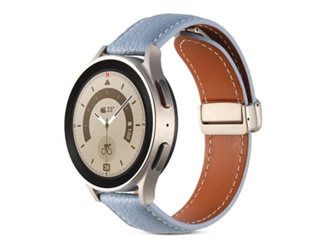 Correa de reloj inteligente para Realme Watch 3/Amazfit GTR4/4 Pro Hebilla plegable universal de cuero genuino (azul cielo)
