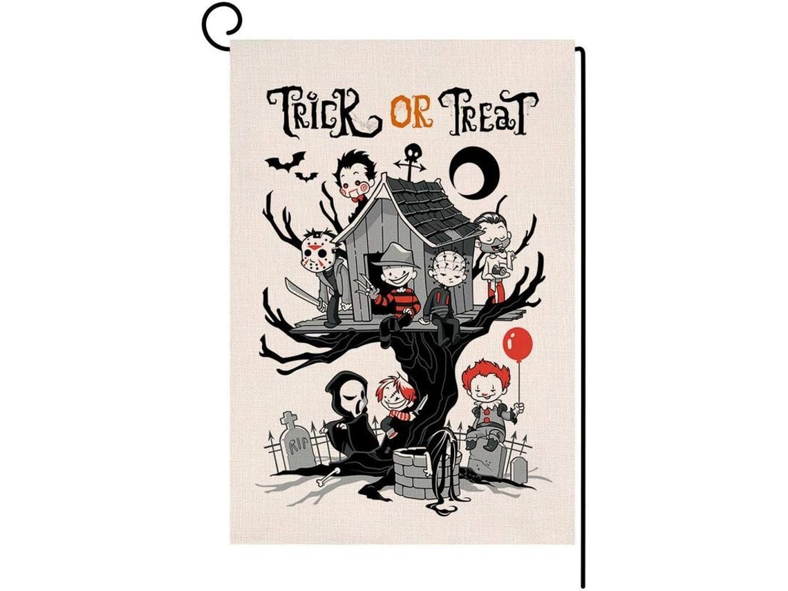 Bandera De Jardín De Halloween, Truco O Trato, Vertical, Doble Cara, Bolsa Rústica, Decoración Para Exteriores