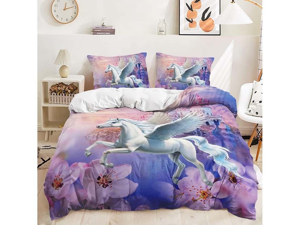 Funda Nórdica Niñas Ropa Cama Microfibra Juego Color Diseño Material Niños 140x200 Cm
