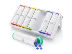 Organizador Semanal De Pastillas Chrui 7 Días Am Pm Con Mango Sin Bpa (blanco)