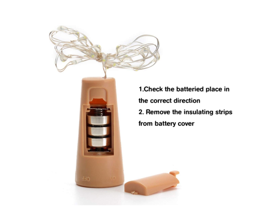 Cinta mosquitera de corcho 2026 para botellas de vino, 20 LED, mini luces LED impermeables.