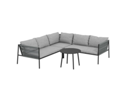 Conjunto De Jardín De Ratán, Sofá Esquinero, 2 Sofás, Mesa Gris Oscuro.