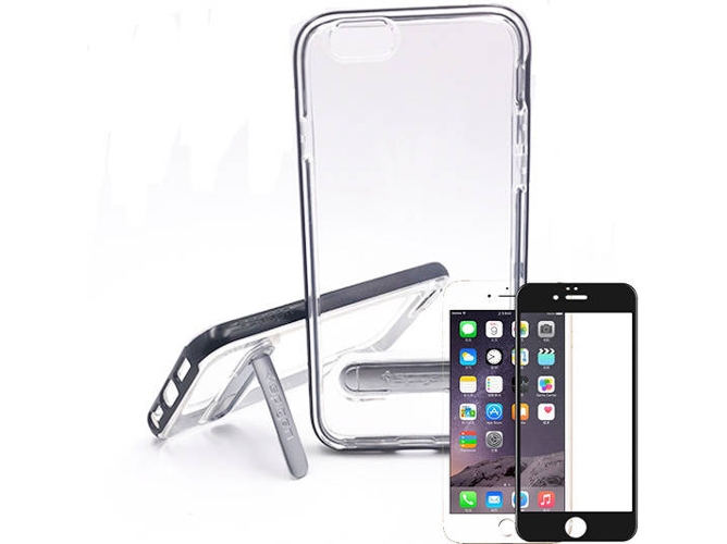 Kit Funda y Protector Cristal iPhone 6, 6s Crystal Negro