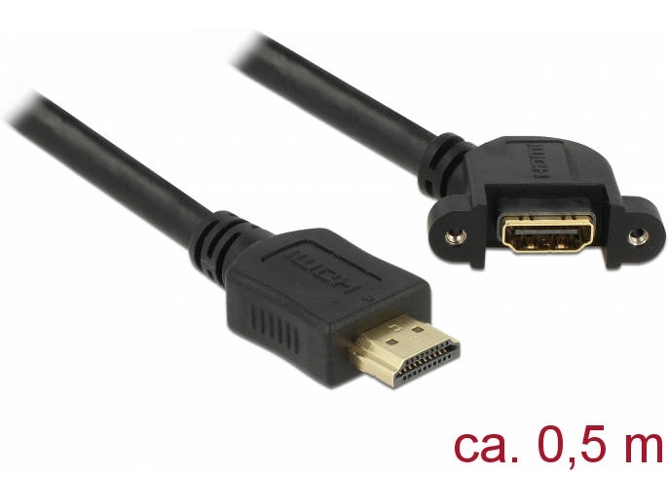 Cable HDMI DELOCK (HDMI - HDMI - 50 cm - Negro)