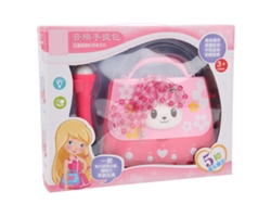 Rebe-bolsa De Armazenamento Musical Com Microfone De Brinquedo De Luz Educativo Precoce Presente Para Crianças Rosa