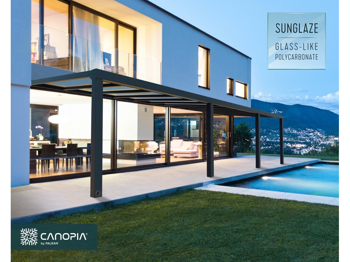 CANOPIA Pérgola Stockholm Premium Cubierta para Terraza de Aluminio 3,4X9,5 m Transparente