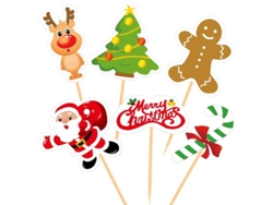 24 Adornos Navideños Para Cupcakes Con 6 Diseños Navideños Diferentes.