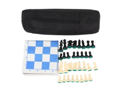 Juego De Ajedrez Portátil Enrollable Con Bandeja De Pu, Piezas De 35 Cm Y 65 Mm, Y Bolsa De Almacenamiento Con Cremallera.