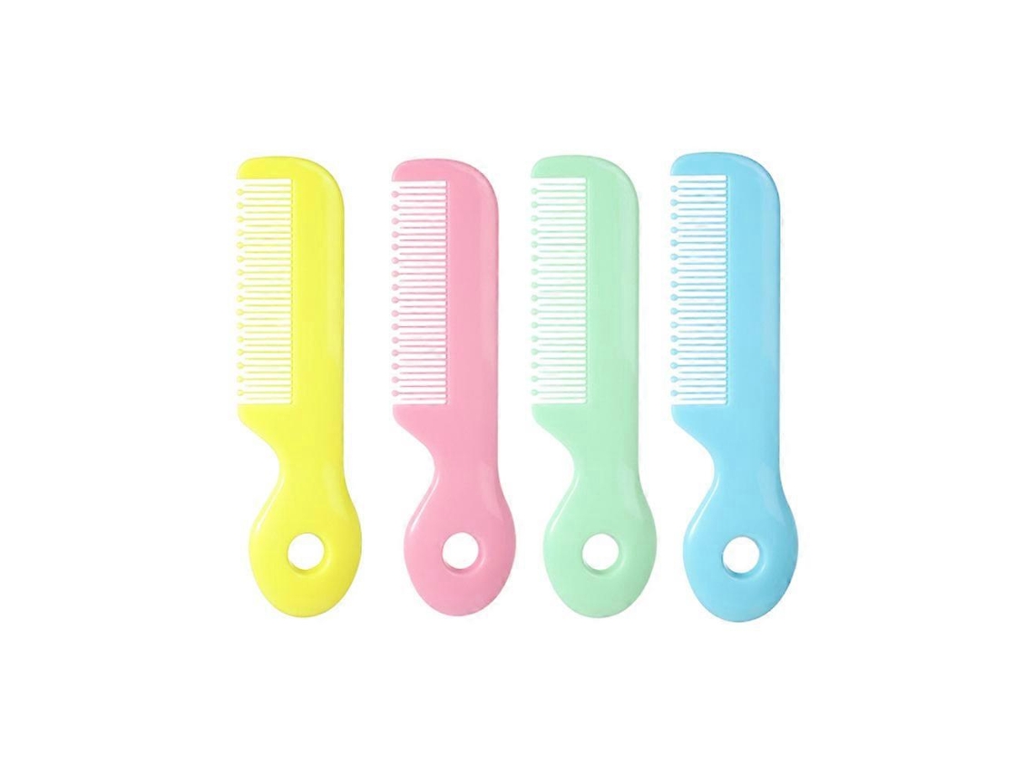 Peine de seguridad de 4 piezas con dientes redondos para masaje del cuero cabelludo, ideal para bebés. Tienda Jinyubo (azul, rosa, verde y amarillo).