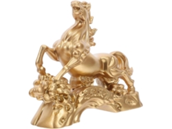 Estatua Dorada De Caballo De Pie De Resina, Elegante Decoración Para Oficina Y Estantería.