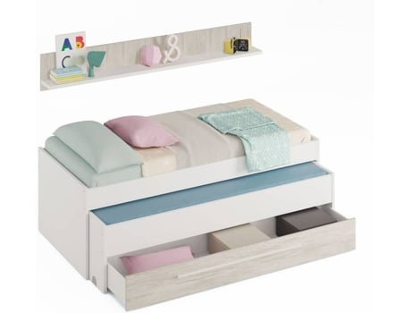 Cama MUEMUE de Matrimonio Buzz Con Cajón y Estantería (90x190/90x180cm)