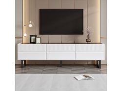 Mueble para TV con tres cajones, estilo estante bajo. Diseño clásico en blanco y negro. 170 x 35 x 47 cm.