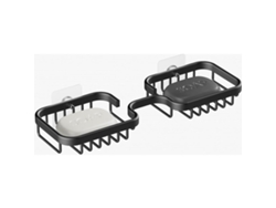 Jabonera - Aluminio - Negra - Doble Varilla - Autoadhesiva - Multifuncional