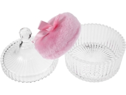 Houppyte A Poudre Extra-large Rosa Avec Ruban 90x30 Mm Peluche Douce Y Moelleuse Pour Corps