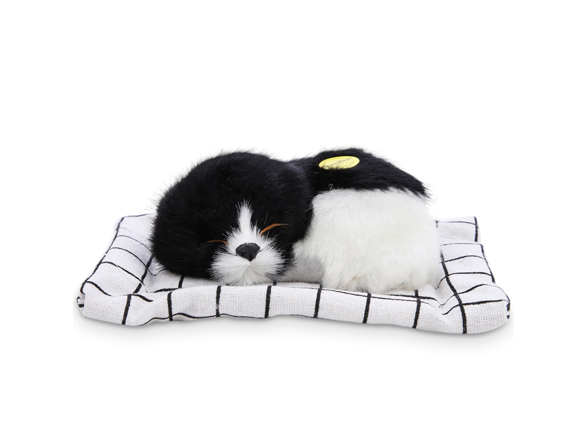 Peluche De Perro Simulado Con Sonido Suave, Regalo Para Niños, Blanco Y Negro.