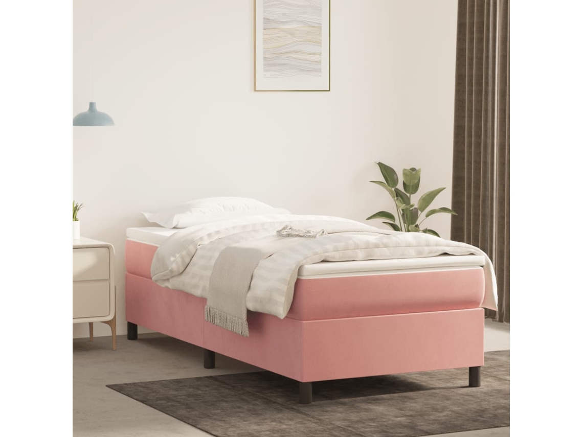 Estructura De Cama Sin Colchón Terciopelo Rosa 90x200 Cm