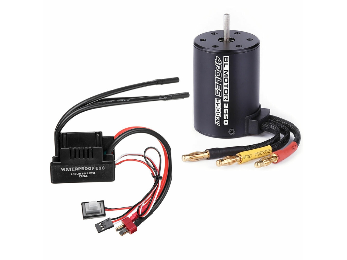 Motor 3650 de 3900 kV con ESC sin escobillas de 120 A para piezas de coche RC de 1/8 y 1/10