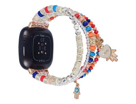 Correa metal + ágata manos colgante decoración perlas ágata para Fitbit Versa 3/Sense - vistoso