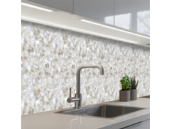 Paneles blancos para salpicadero de cocina - Diseño de pinceladas - Efecto relieve 450x60 cm