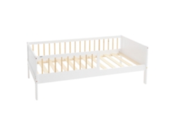Cama infantil ML-Design 80x160cm color blanca-beige con protección anticaída somier