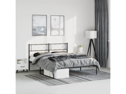 Estructura Cama Sin Colchón Con Cabecero Metal Negro 135x190 Cm