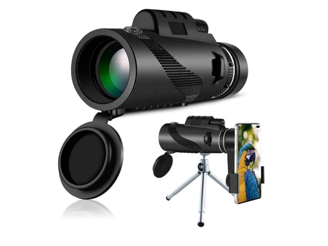 Telescopio monocular Chennnls HD 40x60 con prisma Bak4 para observación de aves, caza, acampada y conciertos, color negro