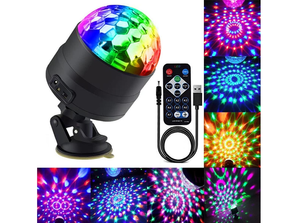 Luces De Fiesta De Bola De Discoteca, Luces Rotativas Portátiles, Luz Estroboscópica Led Activada Por Sonido, 7 Colores Con Control Remoto Gusshious