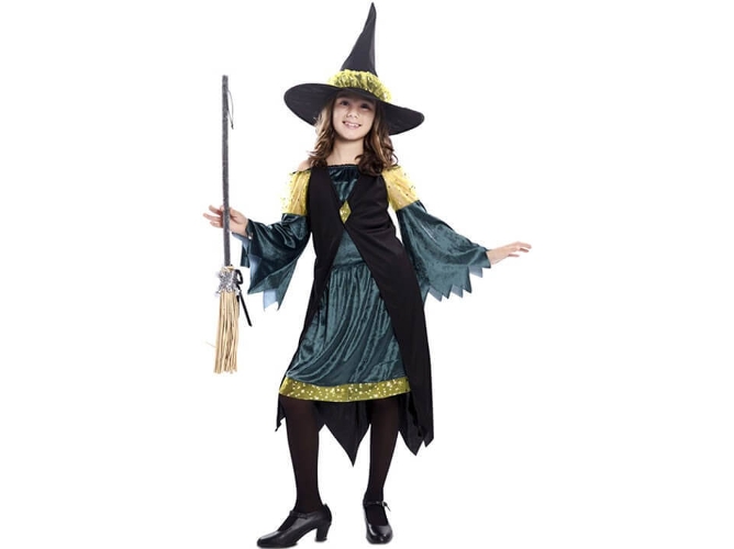 Disfraz de Niña DISFRAZZES Bruja Negro Y Gris (Talla: 5 a 6 años)