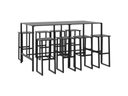 Maison Exclusive - Juego De Mesa Alta Y Taburetes De Jardín 9 Piezas Acero Negro