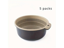 Cestas de drenaje multifuncionales de plástico de doble capa, 5 piezas para la cocina: perfectas para lavar frutas, verduras y arroz.