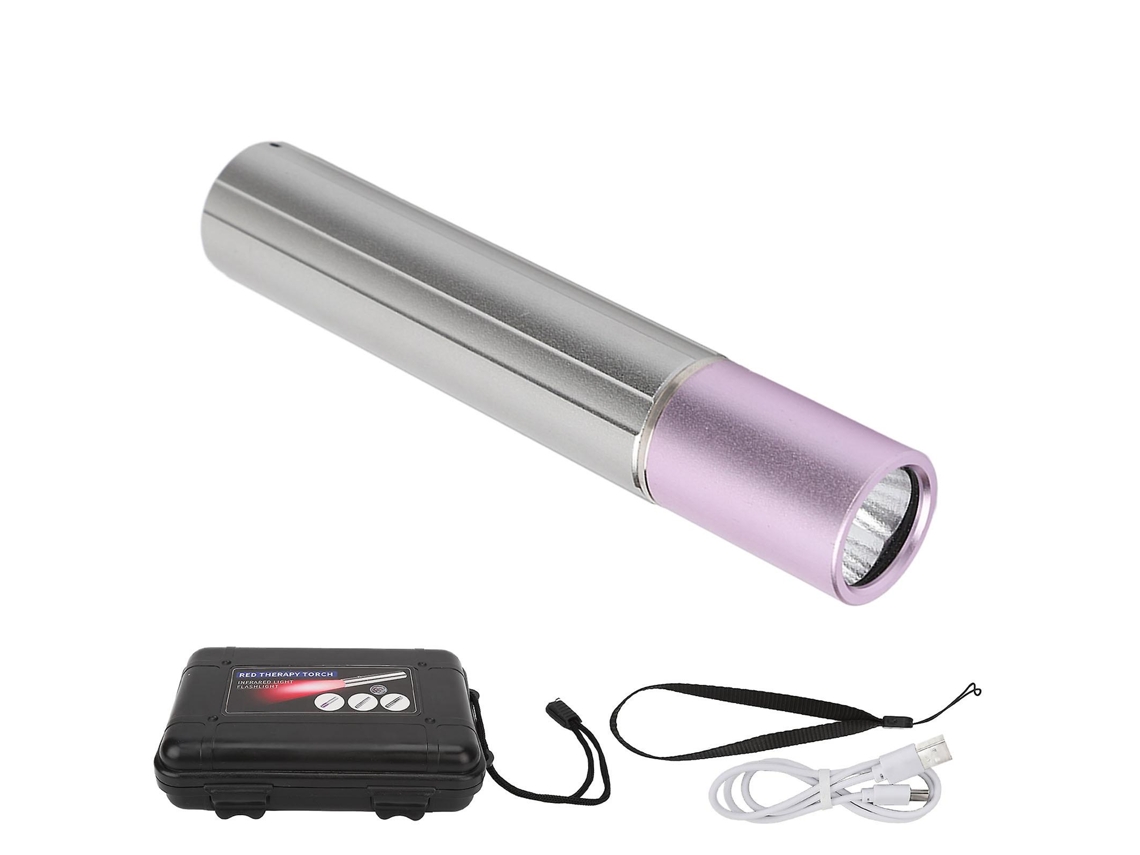Dispositivo terapéutico LED rojo, linterna infrarroja portátil recargable con longitudes de onda de 630 nm, 660 nm y 850 nm.