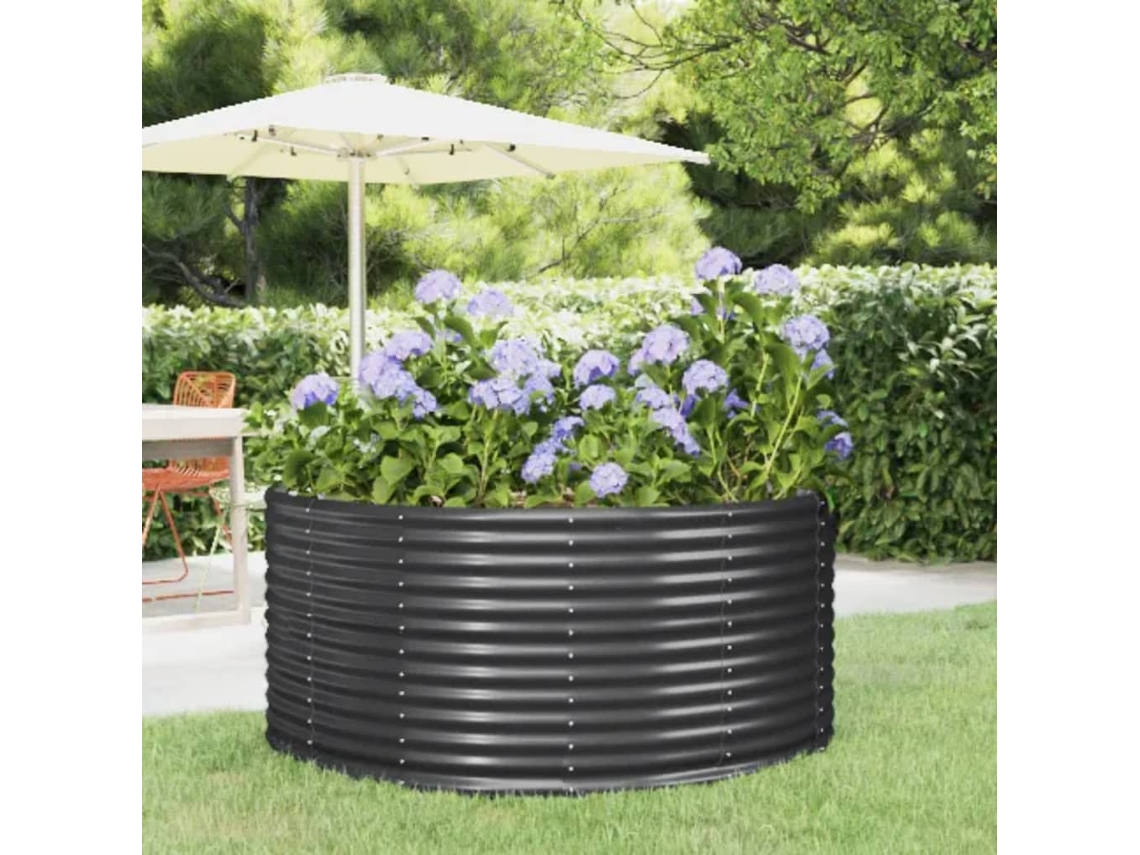 Jardín Elevado/Plantador de Acero con Revestimiento en Polvo Antracita 140X140X68 cm