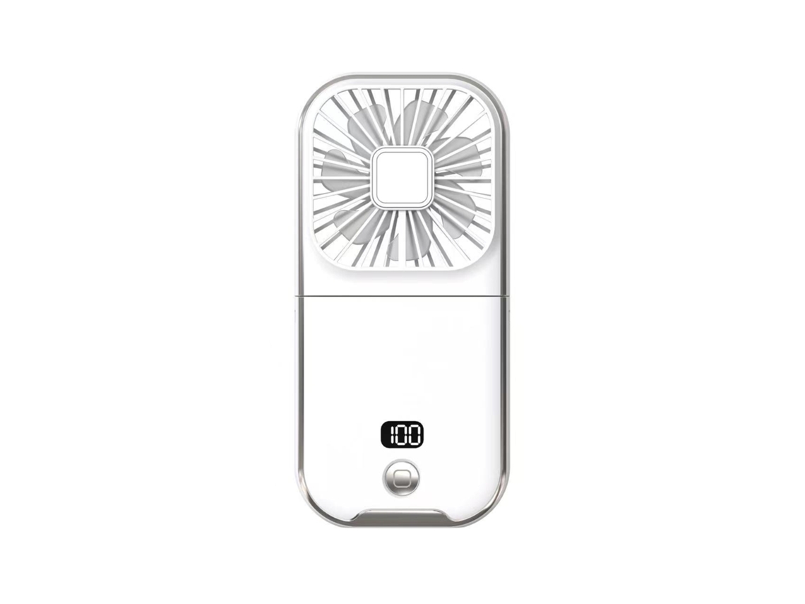 Ventilador Portátil (blanco) - Silencioso - Plegable - Velocidad Del Viento Ajustable - Con Pantalla Digital - Batería De 3000 Mah