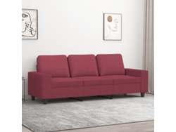 Sofá De 3 Plazas De Tela Rojo Tinto 180 Cm