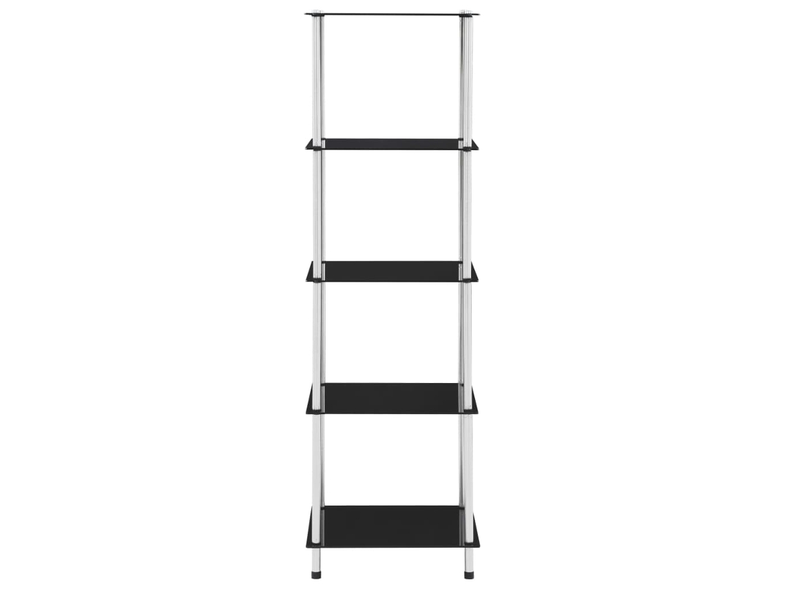 Estantería 5 Niveles Cristal Templado Negro 40x40x130 Cm Wsd238137