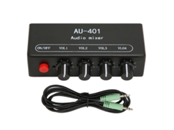 Mezclador Estéreo Con 4 Entradas, 1 Salida, Control De Volumen Independiente, Entrada De Pc De 3,5 Mm Y Amplificador De Auriculares.