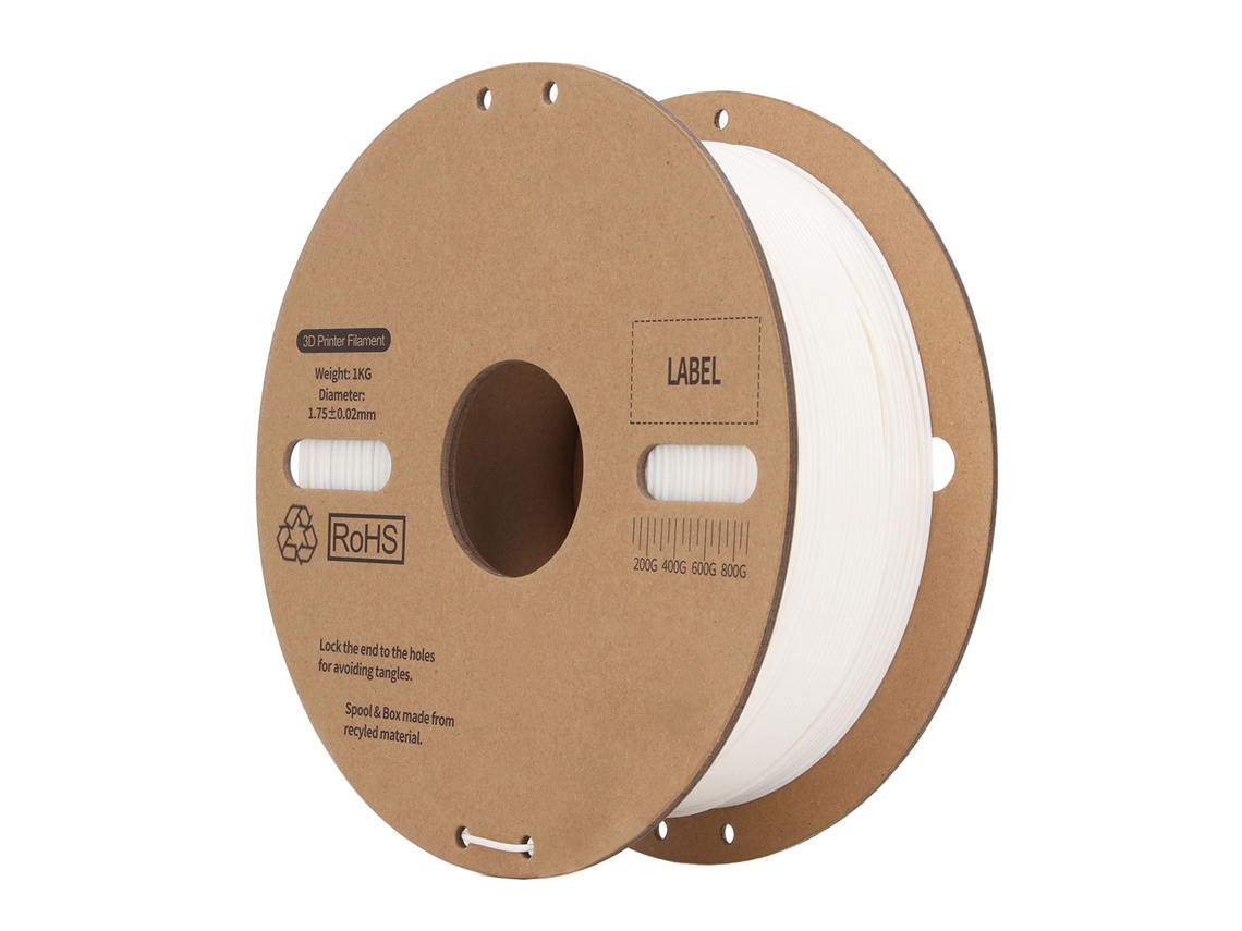 Filamento Pla Blanco De 1,75 Mm, 1 Kg, ±0,02 Mm, Alta Velocidad Para Impresoras 3d Fdm.