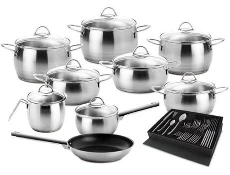 Batería de Cocina SILAMPOS 9Pçs Oceanus Glass Satin