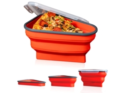 Recipiente Plegable De Silicona Para Porciones De Pizza Con Tapa Reutilizable Para Almacenamiento.