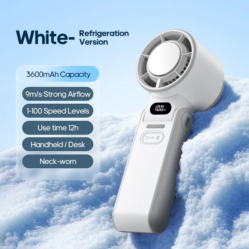 Ventilador Portátil De Mano De Alta Velocidad (blanco), Batería Recargable De 3600 Mah, Mini Y Plegable.