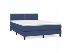 Maison Exclusive - Cama Box Spring Con Colchón Tela Azul 140x190 Cm