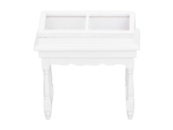 Armário De Exibição Para Casinha De Bonecas Miniatura De Madeira Com Tampa Flip Branco 1/12