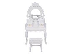 Tocador Y Taburete En Miniatura A Escala 1:12 Para Casa De Muñecas - Blanco - Accesorio Decorativo