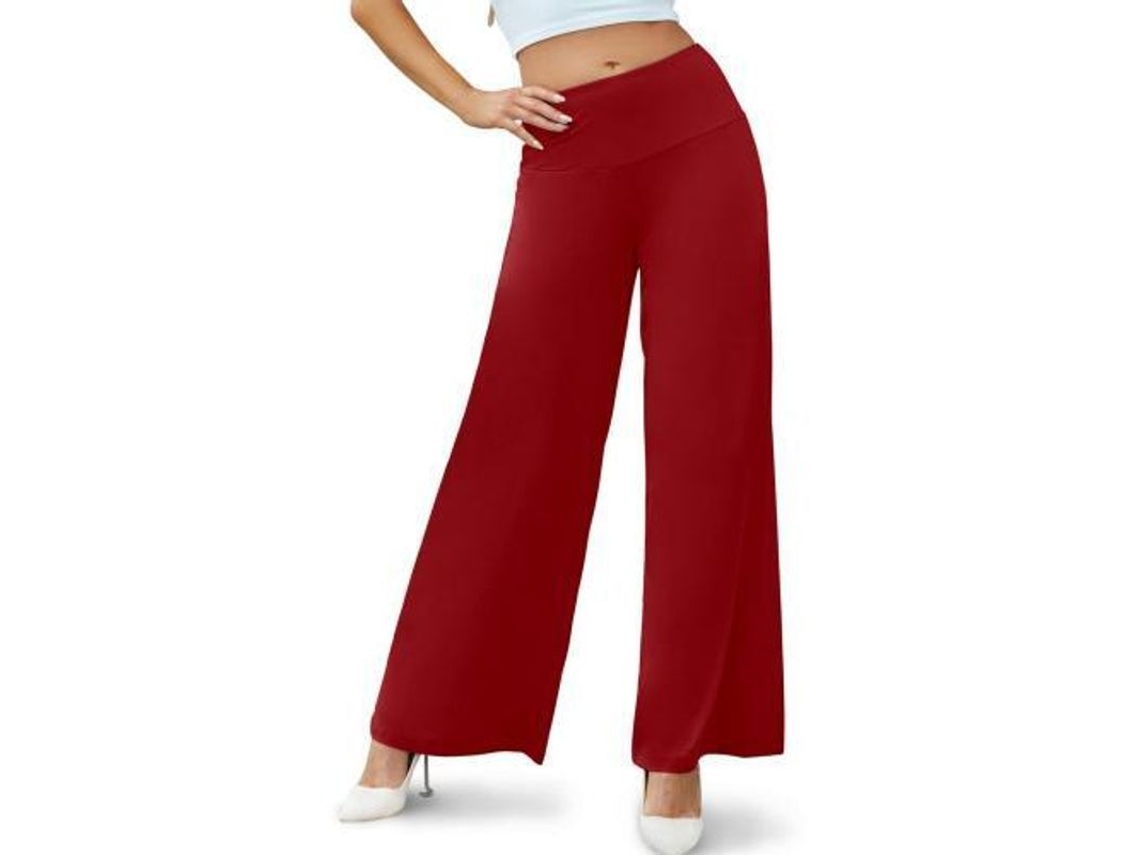 Pantalones Palazzo Casuales De Mujer, Cómodos, De Pierna Ancha Y Cintura Alta Elástica.